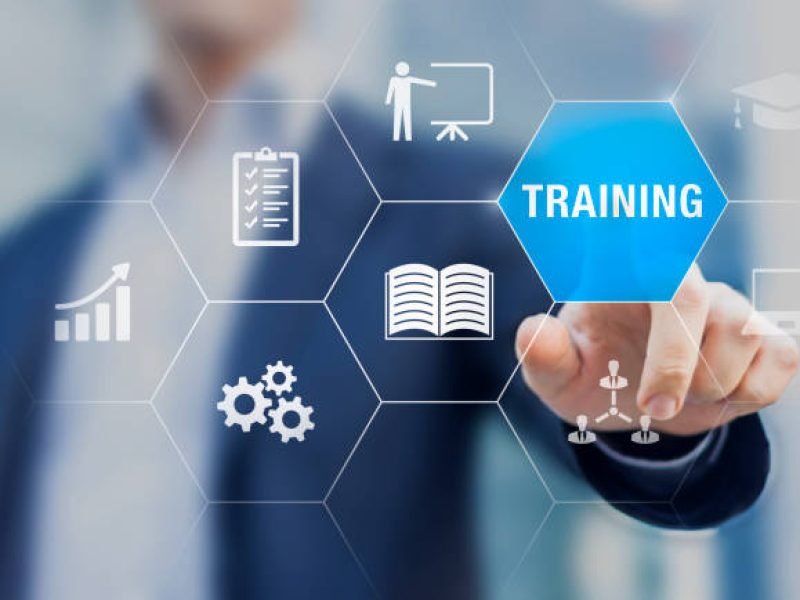 istockphoto-1353769234-612×612 Training and skill development concept with icons of online course, conference, seminar, webinar, e-learning, coaching. Grow knowledge and abilities.
